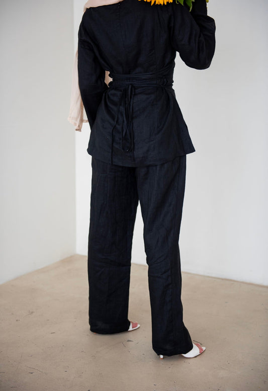 DAINTY LINEN PANT-BLACK