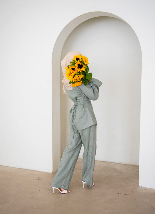 DAINTY LINEN PANT-SAGE