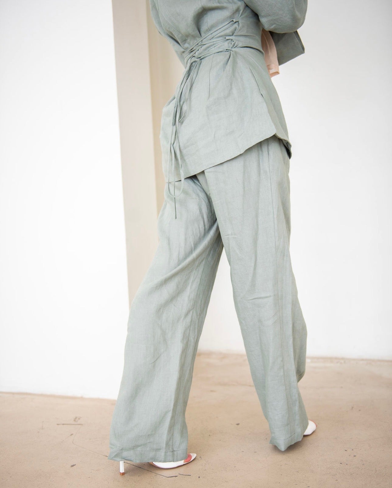 DAINTY LINEN PANT-SAGE